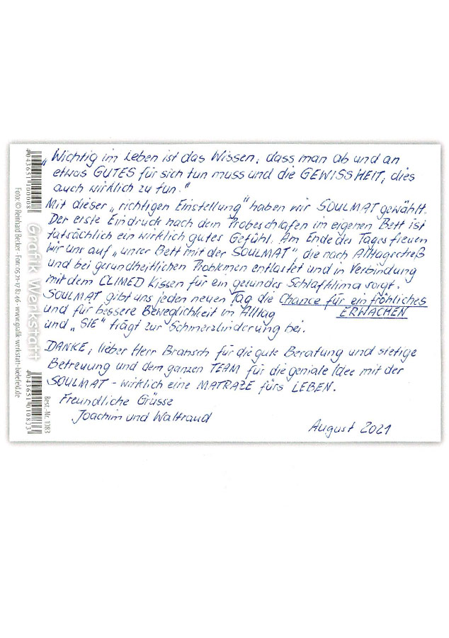Kundenmeinung über die SOULMAT Matratze
