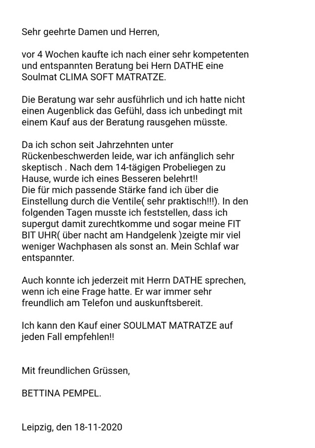 SOULMAT Matratze Bewertung