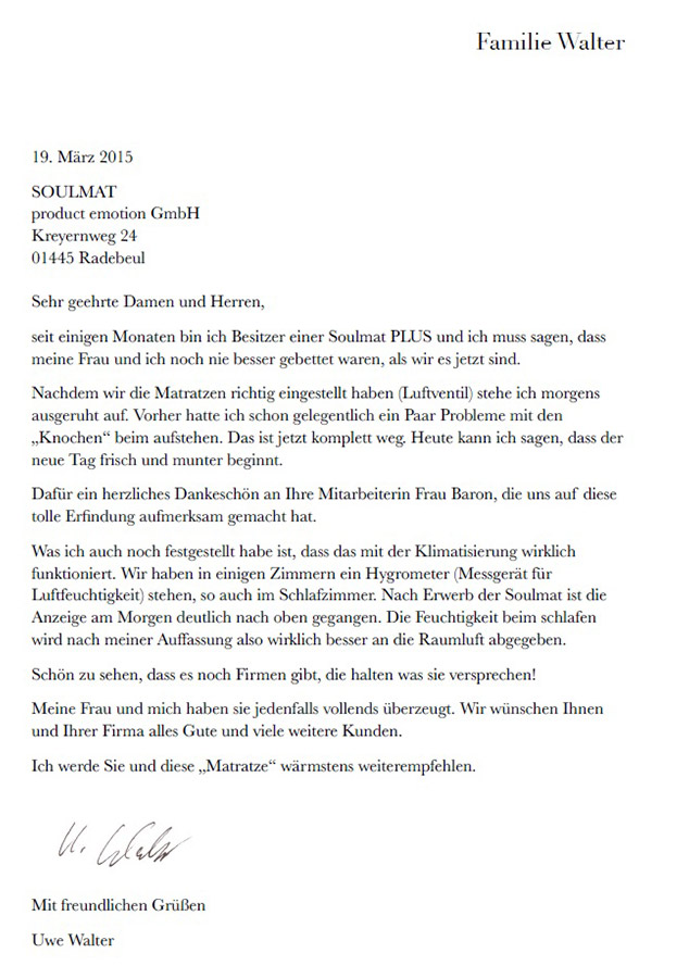 Bewertung SOULMAT Matratze